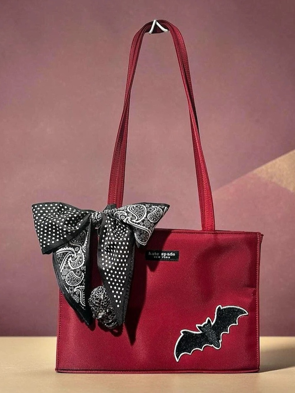 Kate Spade Upcycled Halloween Nylon Small Shoulder Bag Red & Black